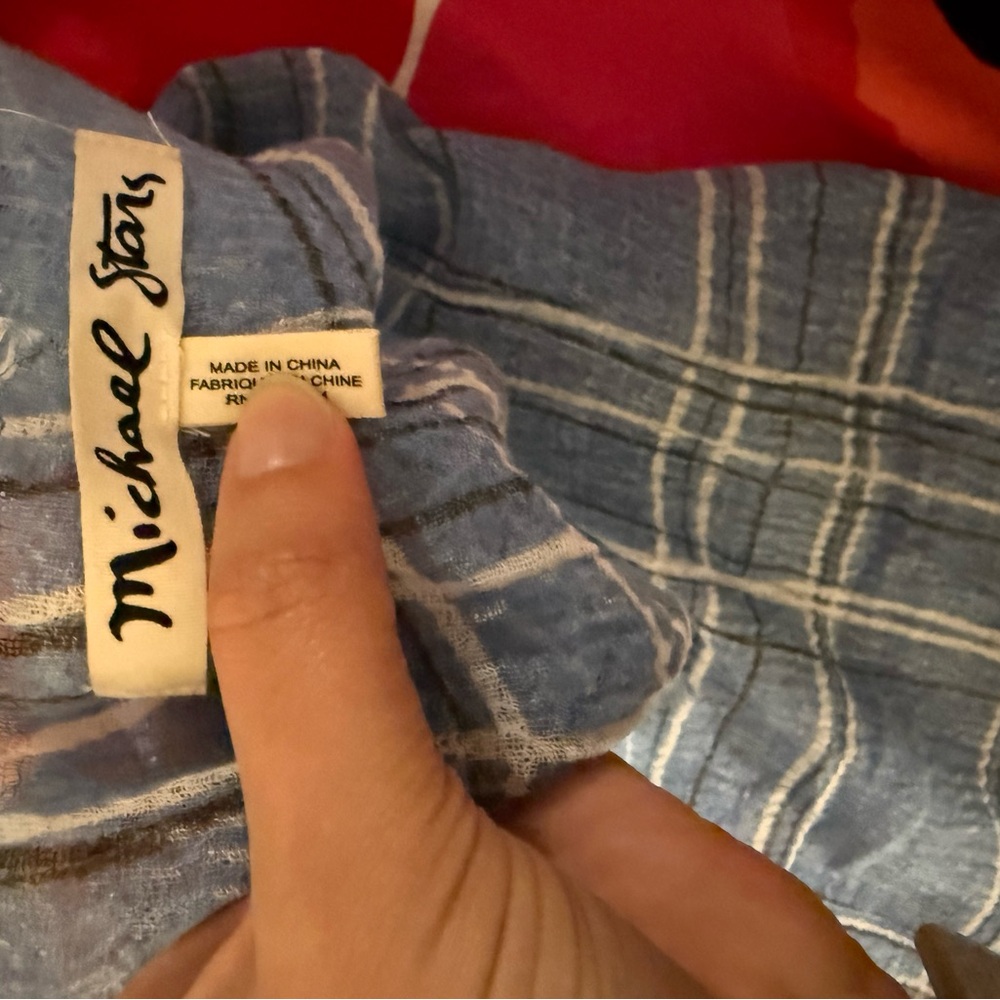 Michael Stars blue plaid scarf